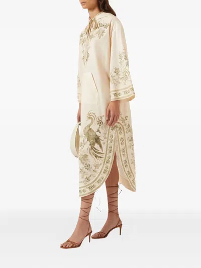 Zimmermann Ascension Hooded Printed Cotton-voile Midi Dress In White