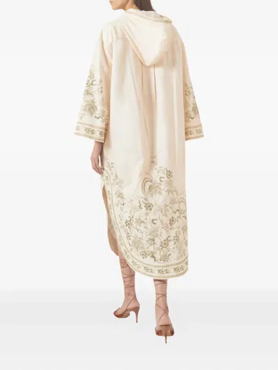 Zimmermann Ascension Hooded Printed Cotton-voile Midi Dress In White