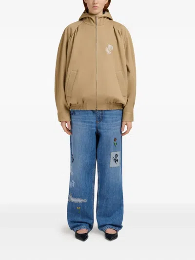 Marni Hooded Zip-up Jacket In Brown