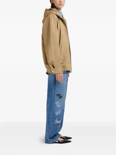 Marni Hooded Zip-up Jacket In Brown