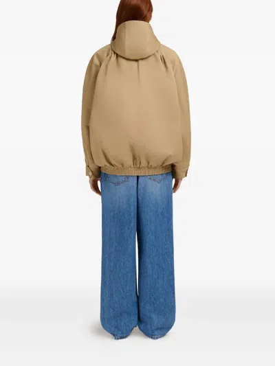 Marni Hooded Zip-up Jacket In Brown