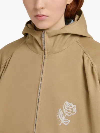 Marni Hooded Zip-up Jacket In Brown
