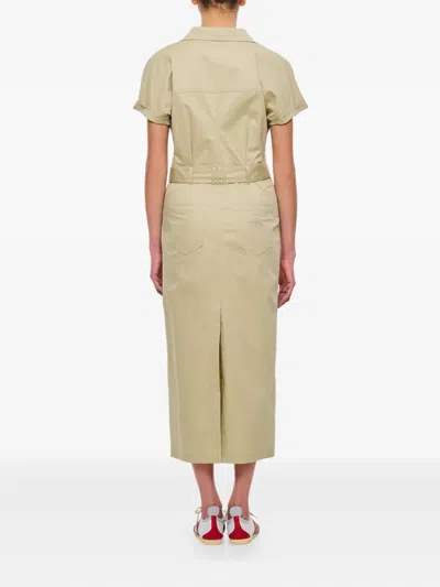 Halfboy Button-up Belted Midi Dress In Neutral