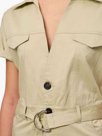 Halfboy Button-up Belted Midi Dress In Neutral