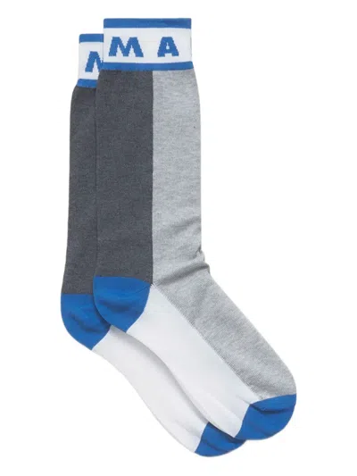 Marni Womens Inn15 Colour-block Cotton-blend Mid-calf Socks