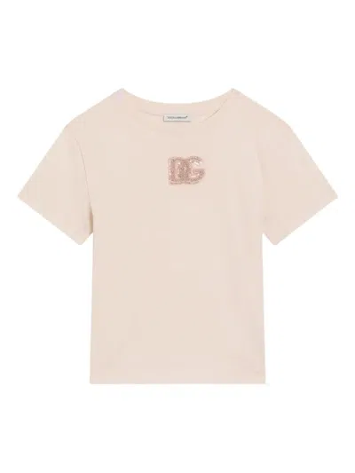 Dolce & Gabbana Pink T-shirt For Girl With Dg Logo