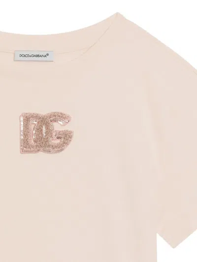Dolce & Gabbana Pink T-shirt For Girl With Dg Logo