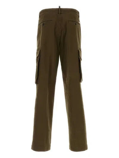 Dsquared2 Dsquared Olive Green Stretch Cotton Loose Cargo Pant In Green