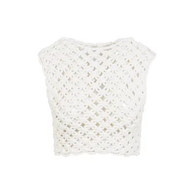 Alaïa Womens Alaia Square Crop Cotton-blend Top In White