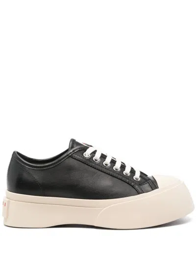 Marni Black Smooth Leather Sneakers In Black