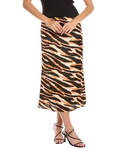 Gracia Satin Midi Skirt In Brown