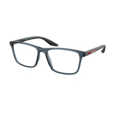 Prada Linea Rossa Ps 01qv Czh1o1 Azzurro Trasparente Glasses In Black