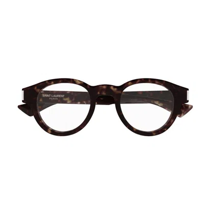 Saint Laurent Round-frame Glasses In Brown