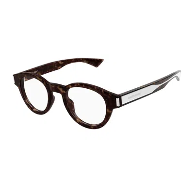 Saint Laurent Round-frame Glasses In Brown