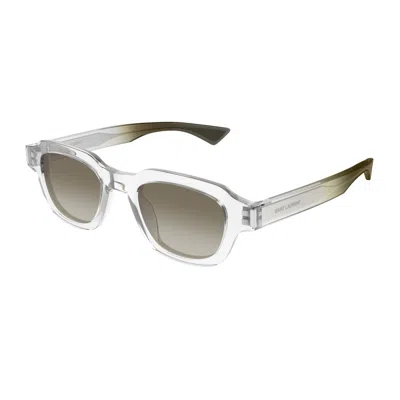 Saint Laurent Men's Sl 790f Recycled Acetate Rectangle Sunglasses In White