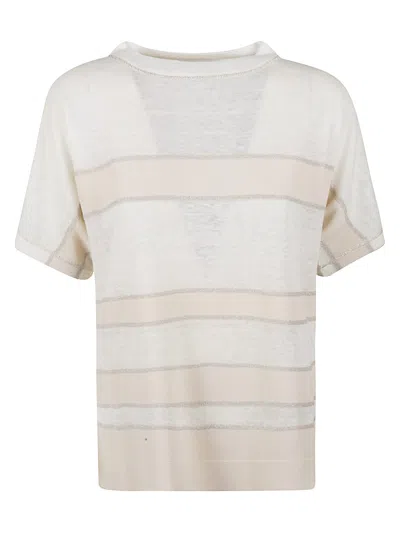 D Exterior Striped Graphic T-shirt In White