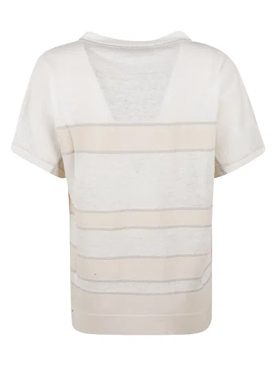 D Exterior Striped Graphic T-shirt In White
