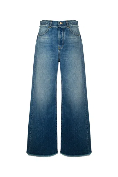 Alanui Fringed Wide Leg Jeans In Dark Wash