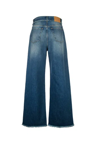 Alanui Fringed Wide Leg Jeans In Dark Wash