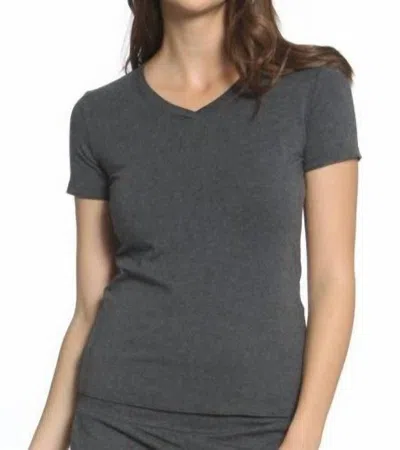 Twelve Eighty Eight Beyond The Basics Short Sleeve V Neck Tee In Heather Charcoal