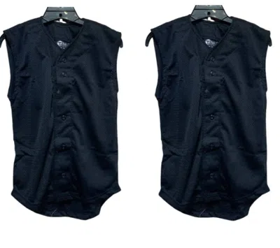 Tag Team Unisex 2 New Youth Button Down Sports Mesh Jersey Uniform Tank Tops In Black