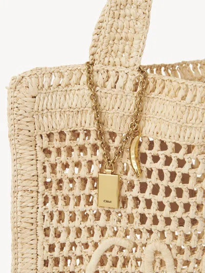 Chloé Chloe Women Embroidered Raffia Small Summer Banana Shopping Bag