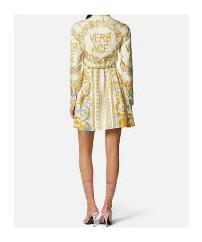 Versace Underwater Barocco Print Mini Shirt Dress In Multi