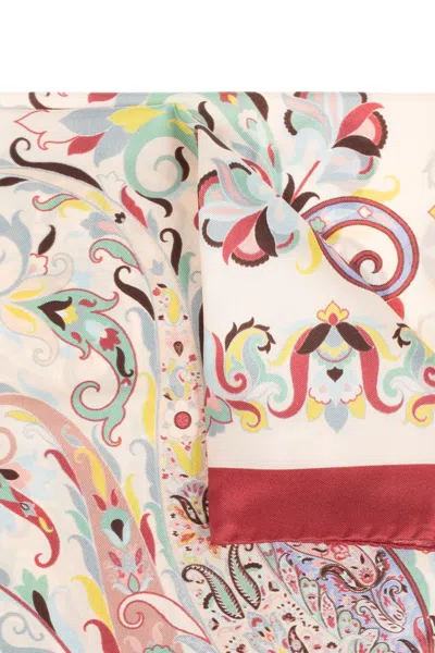 Etro Lightweight Floral Square Scarf In Neutral