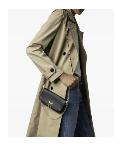 Zadig & Voltaire Womens Black Gold Rocky Ii Wing-embellished Leather Cross-body Bag