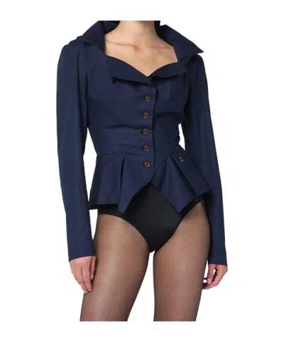 Vivienne Westwood Monday Ruffled Button-detailed Shirt In Blue