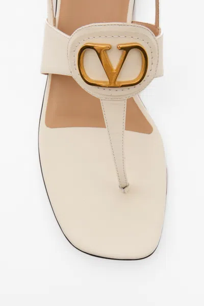 Valentino Vlogo Signature Thong Sandals Flat Sole In White