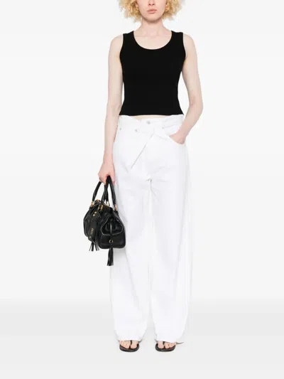 Agolde Poppy Cotton-blend Cropped Tank Top In Black