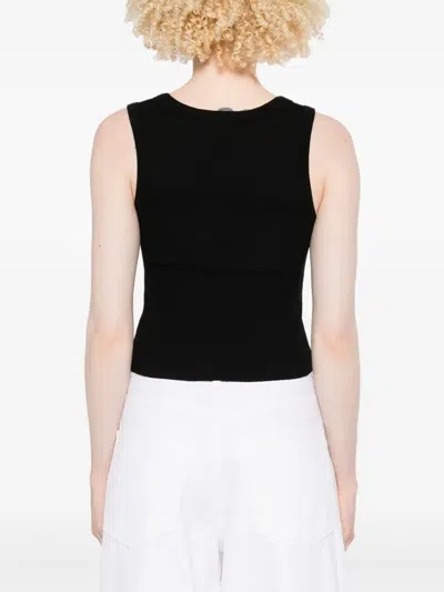 Agolde Poppy Cotton-blend Cropped Tank Top In Black