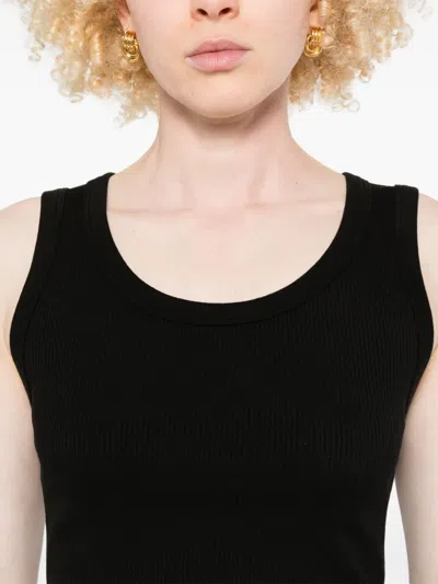 Agolde Poppy Cotton-blend Cropped Tank Top In Black