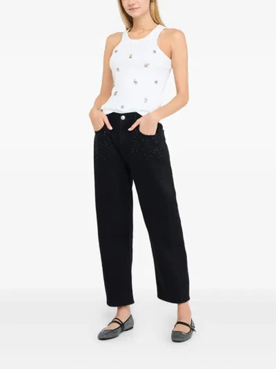 Liu •jo Stylish Trousers With Strass And Studs In Black