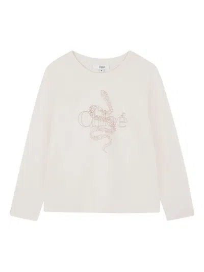 Chloé Snake-print T-shirt In White
