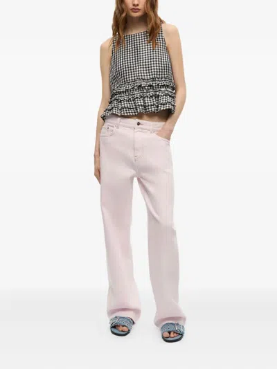 Ganni Oversized Denim Izey Jacket In Pink