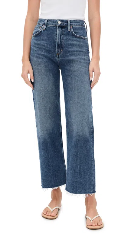 Agolde Valen Straight Leg Jeans With Faded Wash In Blue