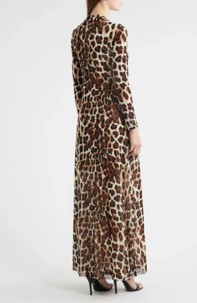 Anne Klein Twist Front Maxi Dress In Animal Print
