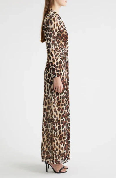 Anne Klein Twist Front Maxi Dress In Animal Print