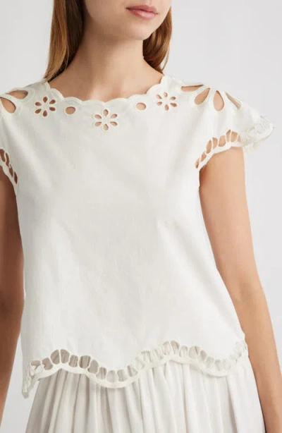 The Great . The Super Bloom Eyelet Top In White