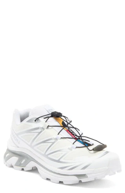 Salomon 'xt-6 S/lab' White Sneakers With Drawstring In White+white+ftw Silver