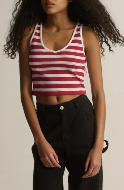 Brooklyn Industries Garnet Rib Stripe Crop Tank In Burgundy