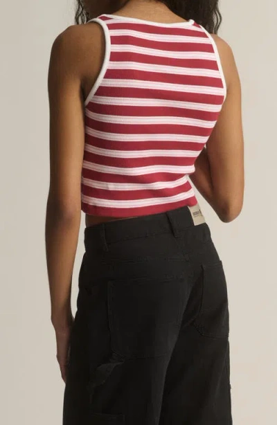 Brooklyn Industries Garnet Rib Stripe Crop Tank In Burgundy