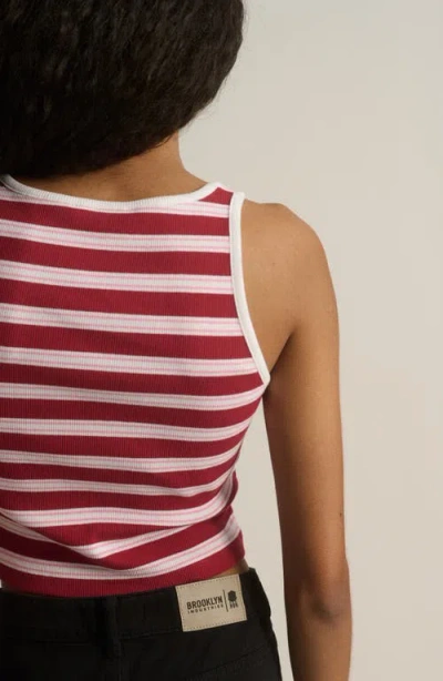 Brooklyn Industries Garnet Rib Stripe Crop Tank In Burgundy