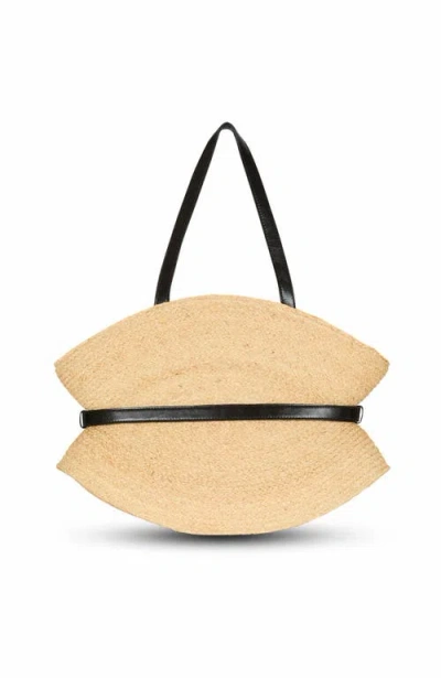 Balmain Medium Structured Shoulder Bag With Woven Texture In Nude