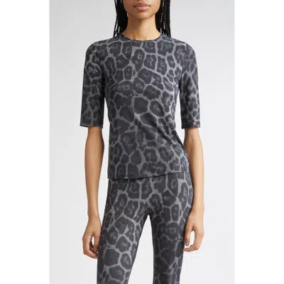 Stella Mccartney Animal Print Crewneck Top Three Quarter Sleeves