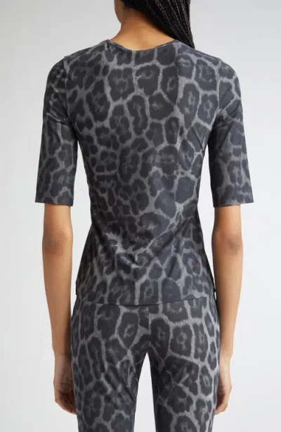 Stella Mccartney Animal Print Crewneck Top Three Quarter Sleeves