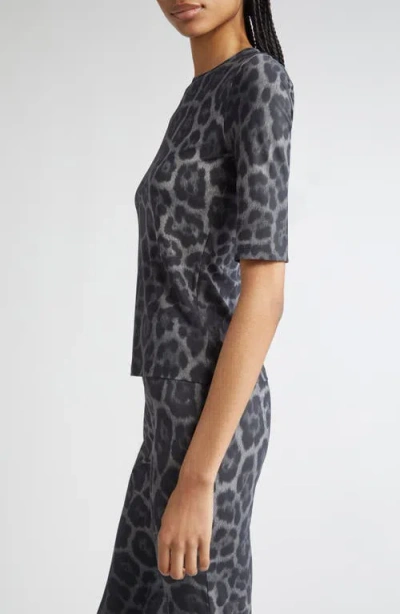 Stella Mccartney Animal Print Crewneck Top Three Quarter Sleeves