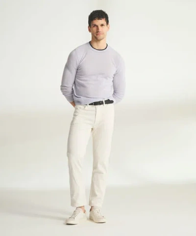 Naadam Lightweight Cashmere Contrast Trim Crewneck Sweater In Ice Blue